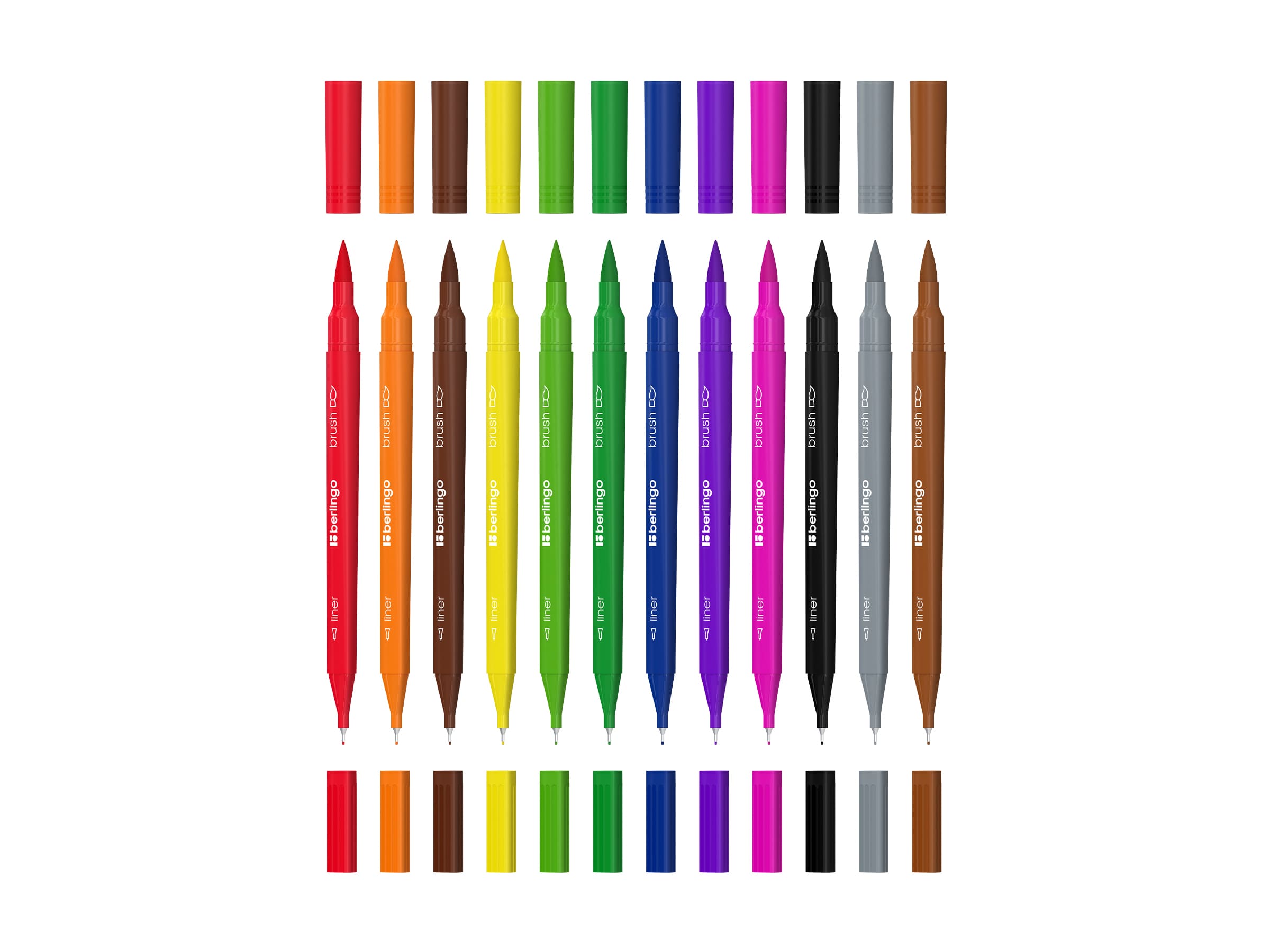 Двусторонние фломастеры для скетчинга "Brush&Fineliner", 12цв, кисть+линер, смываемые, РЕТ бокс, европодвес