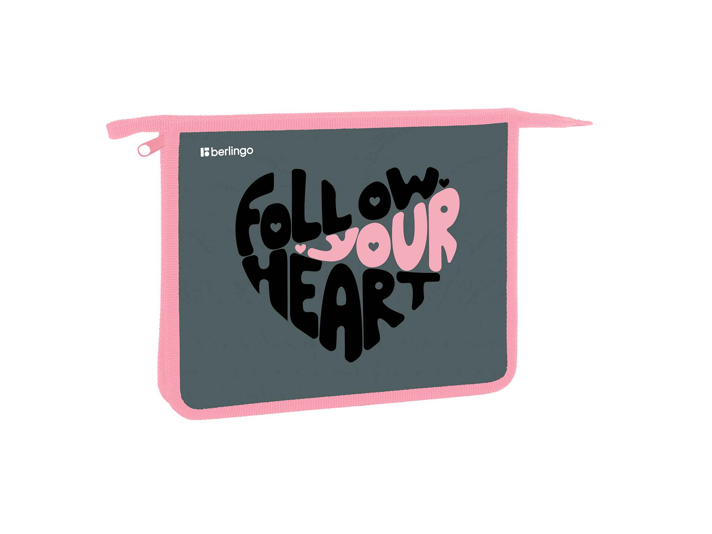 Папка для тетрадей 1 отделение, А5 Berlingo "Follow your heart", 240*205*40мм, пластик, на молнии