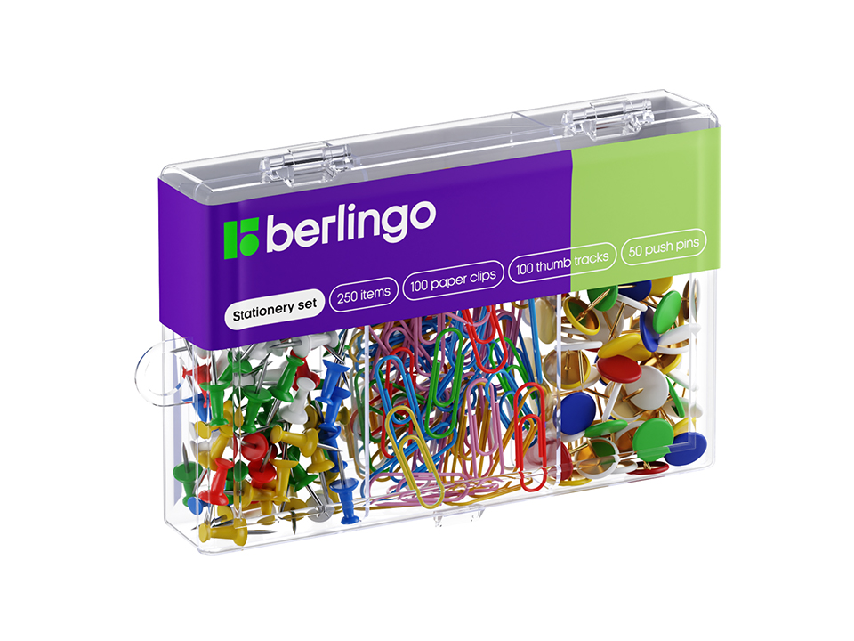 Набор мелкоофисных принадлежностей Berlingo, 250 предметов, пластиковая упаковка