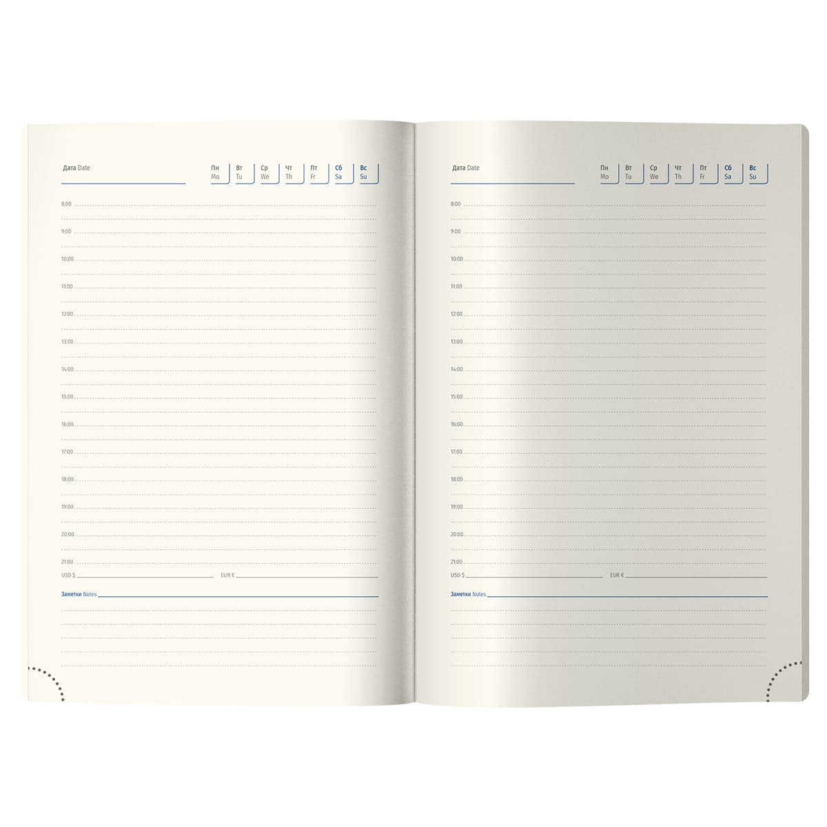 Ежедневник недатированный, А5, 136л., кожзам, Berlingo "Envy", голубой срез, фиолетовый/голубой