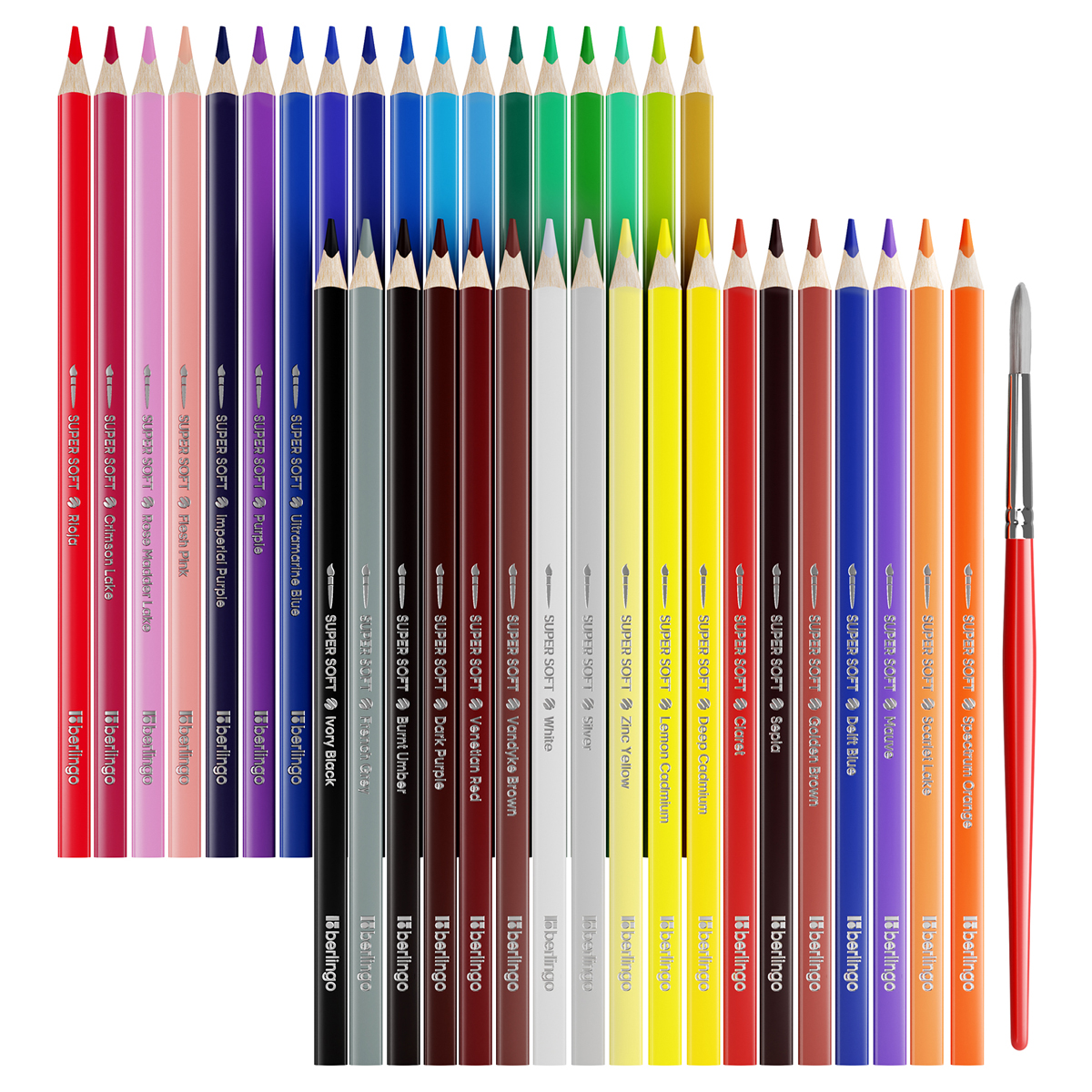 Карандаши акварельные Berlingo "SuperSoft. Рыбки", 36цв.+кисть, трехгран., заточен., картон, европодвес