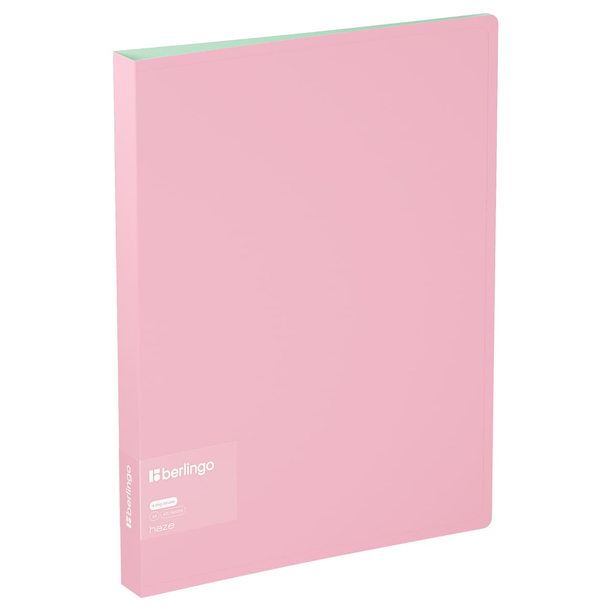 Папка на 4 кольцах Berlingo "Haze" А4, 24мм, 600мкм, D-кольца, с внутр. карманом, розовая, софт-тач