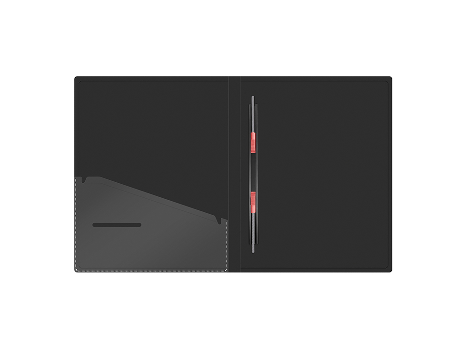 Папка с пружинным скоросшивателем Berlingo "DoubleBlack", 17мм, 600мкм, черная, с внутр. карманом, с рисунком