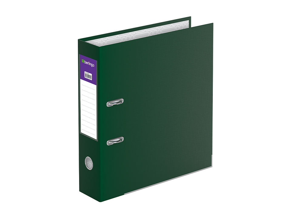 Папка-регистратор Berlingo "Hyper", 80мм, бумвинил, с карм. на корешке, нижний метал. кант, зеленая