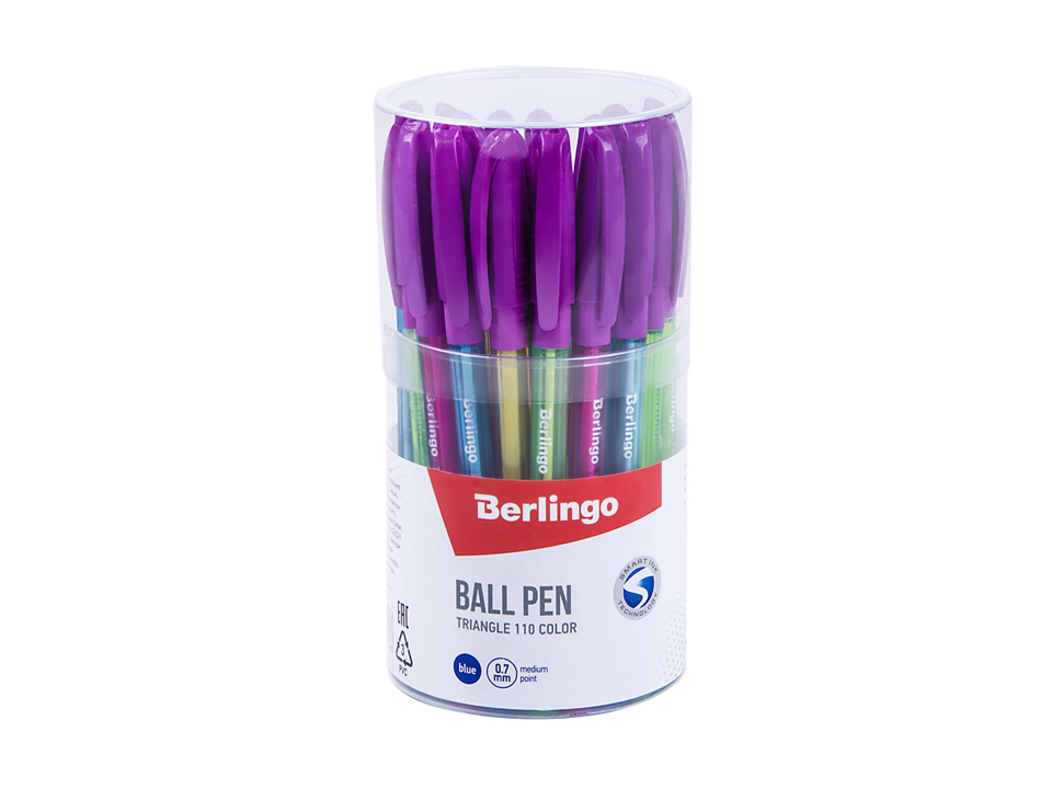 Ручка шариковая Berlingo "Triangle 110 Color" синяя, 0,7мм, грип, корпус ассорти