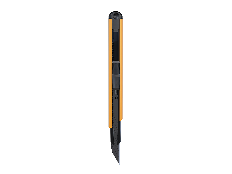 Нож канцелярский 9мм Berlingo "Color Zone", черное лезвие, auto-lock, металл. направл., оранжевый, европодвес