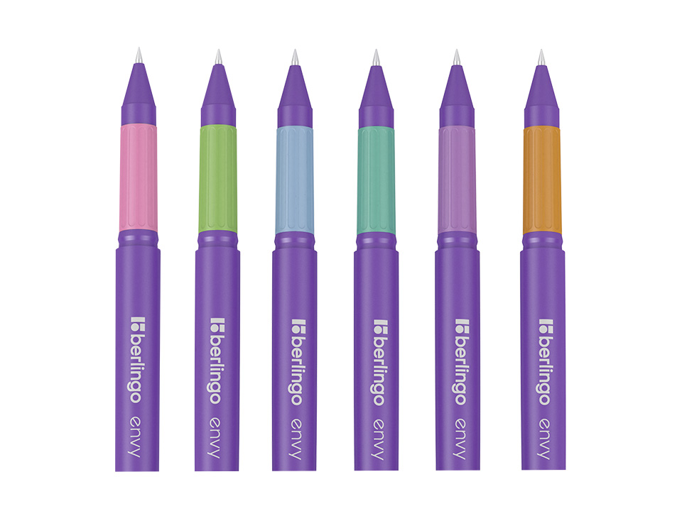 Ручка шариковая Berlingo "Envy" синяя, 0,7мм, игольчатый стержень, грип, корпус ассорти