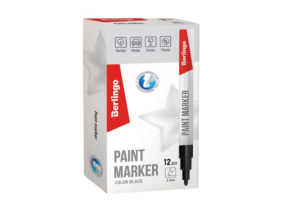 Маркер-краска Berlingo "Uniline PA200" черная, 2мм, нитро-основа