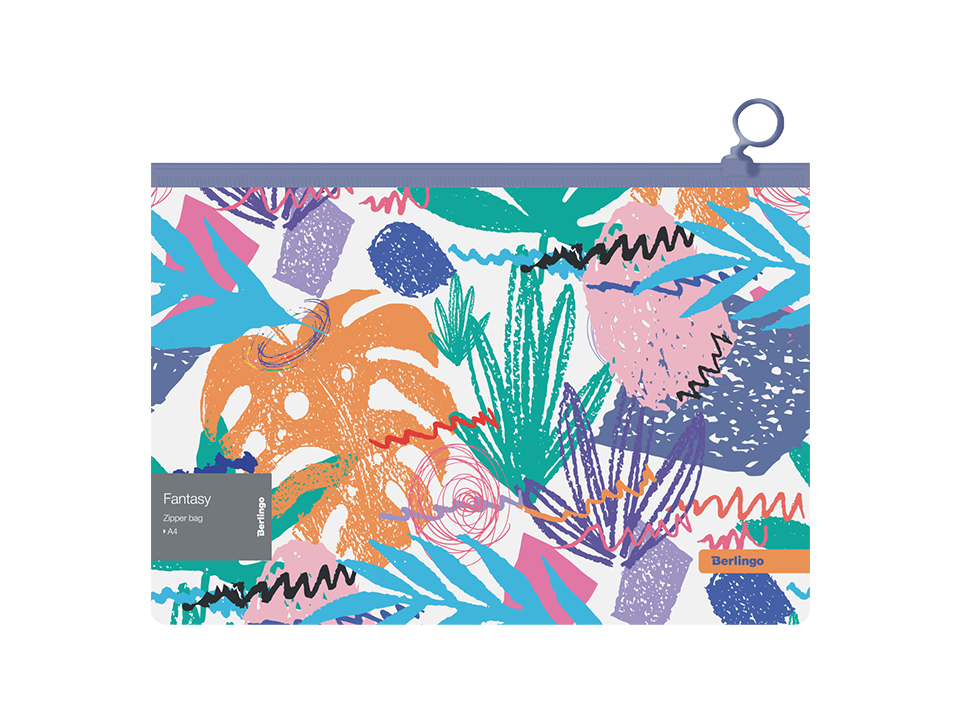 Папка-конверт на молнии Berlingo "Fantasy" А4, 180мкм, с рисунком