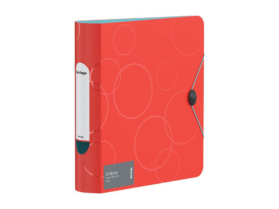 Папка-регистратор Berlingo "Eclipse", 80мм, 2500мкм, пластик (полифом), круглый корешок, на резинке, с внутр. карманом, красная
