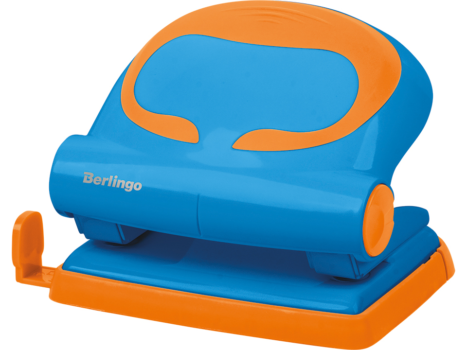 Дырокол Berlingo "Fuze" 20л., пластиковый, голубой, с линейкой