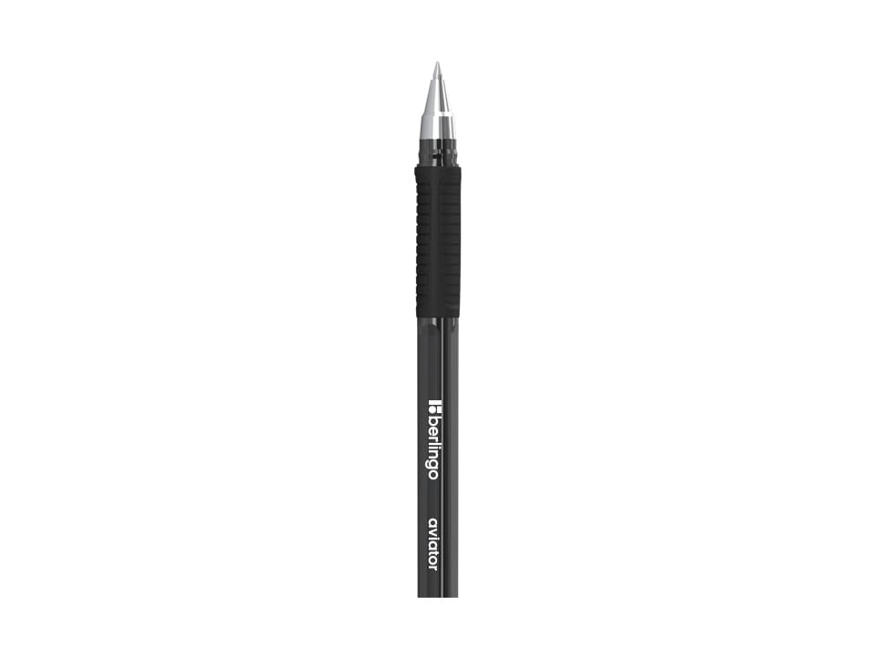 Ручка шариковая Berlingo "Aviator" черная, 0,7мм, грип