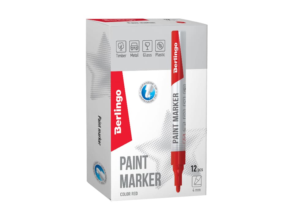 Маркер-краска Berlingo "Uniline PA400" красная, 2-4мм, нитро-основа