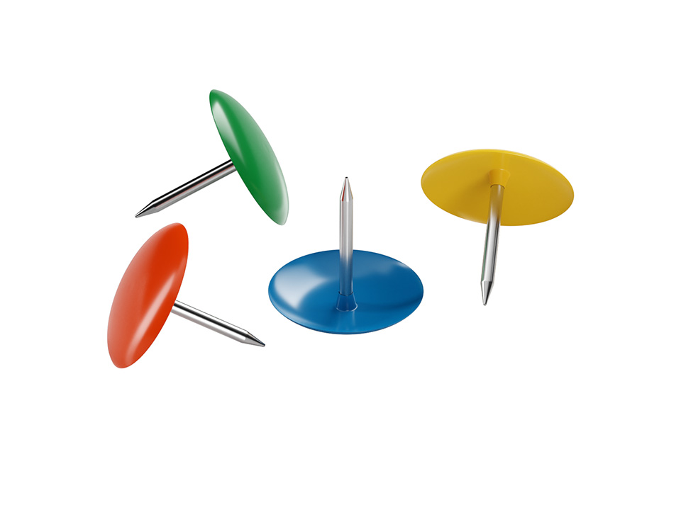 Кнопки канцелярские/гвоздики Berlingo, цветные 10мм, 50шт., карт. упаковка