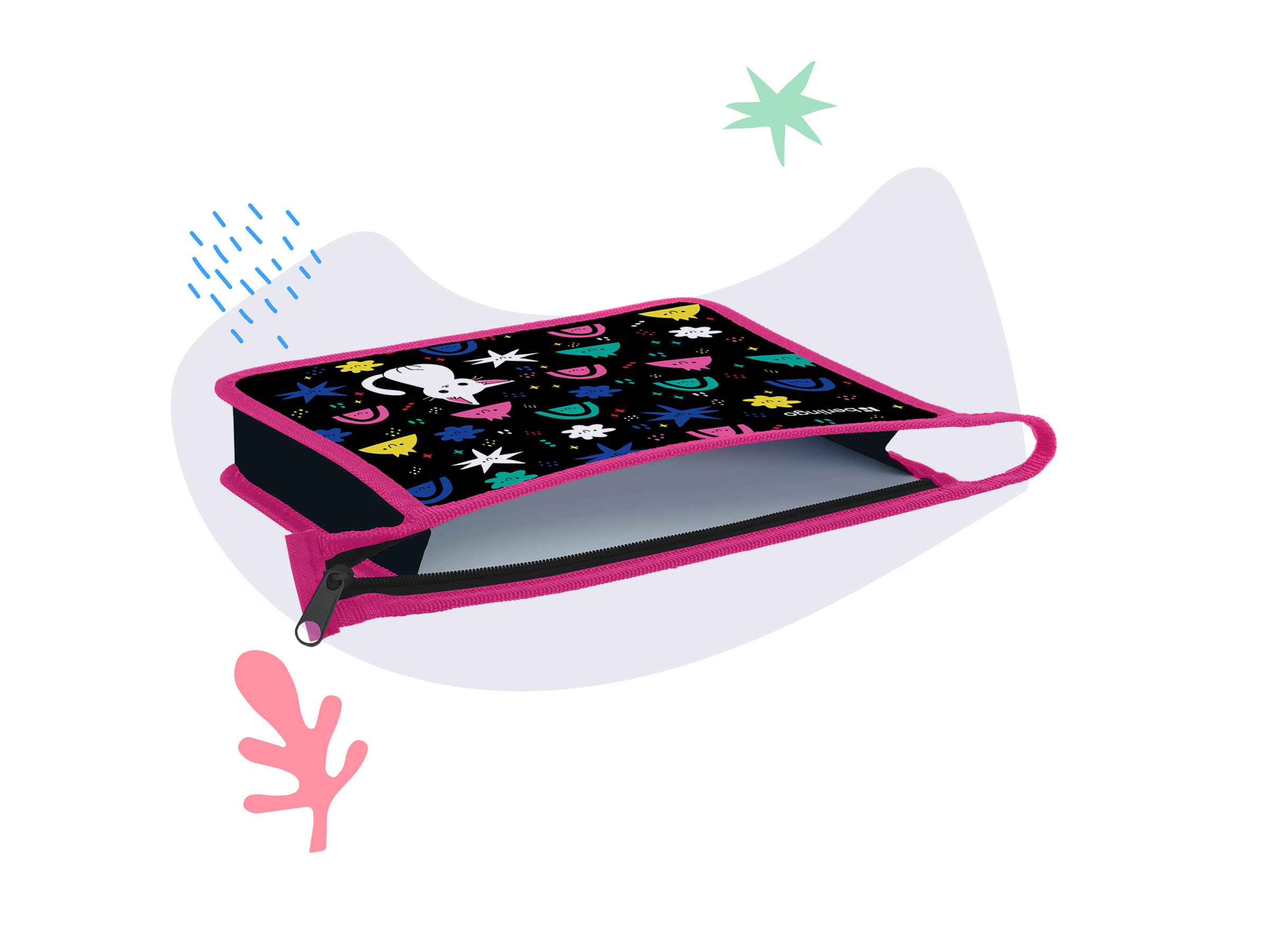 Папка для тетрадей 1 отделение, А5 Berlingo "Funny colors", 240*205*40мм, пластик, на молнии