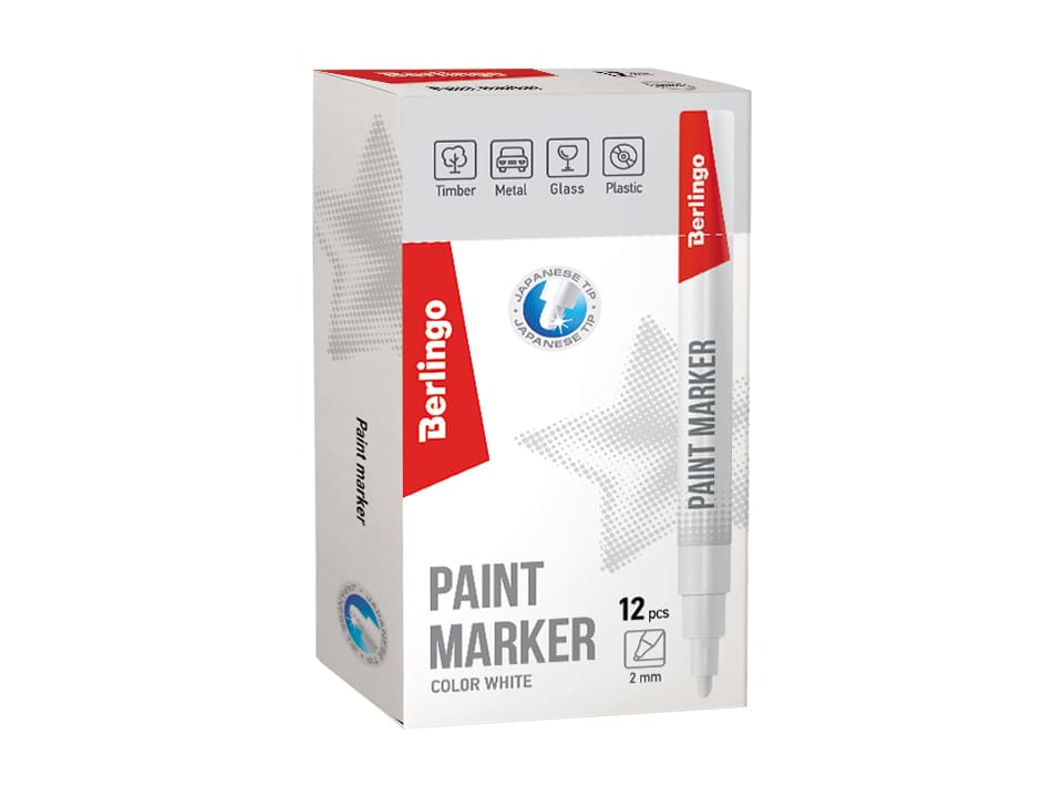 Маркер-краска Berlingo "Uniline PA200" белая, 2мм, нитро-основа