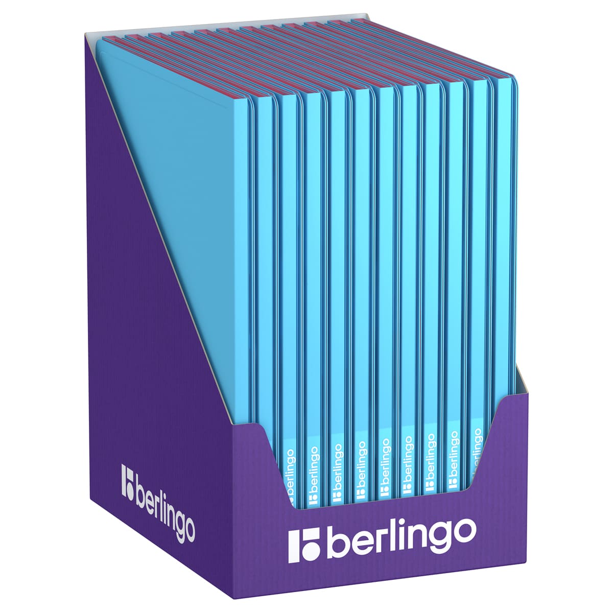 Папка с 10 вкладышами Berlingo "Haze", 9мм, 600мкм, с внутр. карманом, голубая, софт-тач