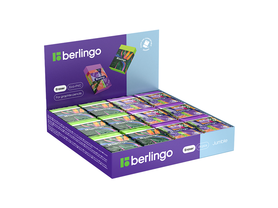 Ластик Berlingo "Jumble", Eco-PVC, картонный держатель, 45*32*11мм