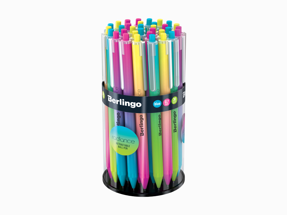Ручка шариковая автоматическая Berlingo "Radiance" синяя, 0,7мм, корпус ассорти