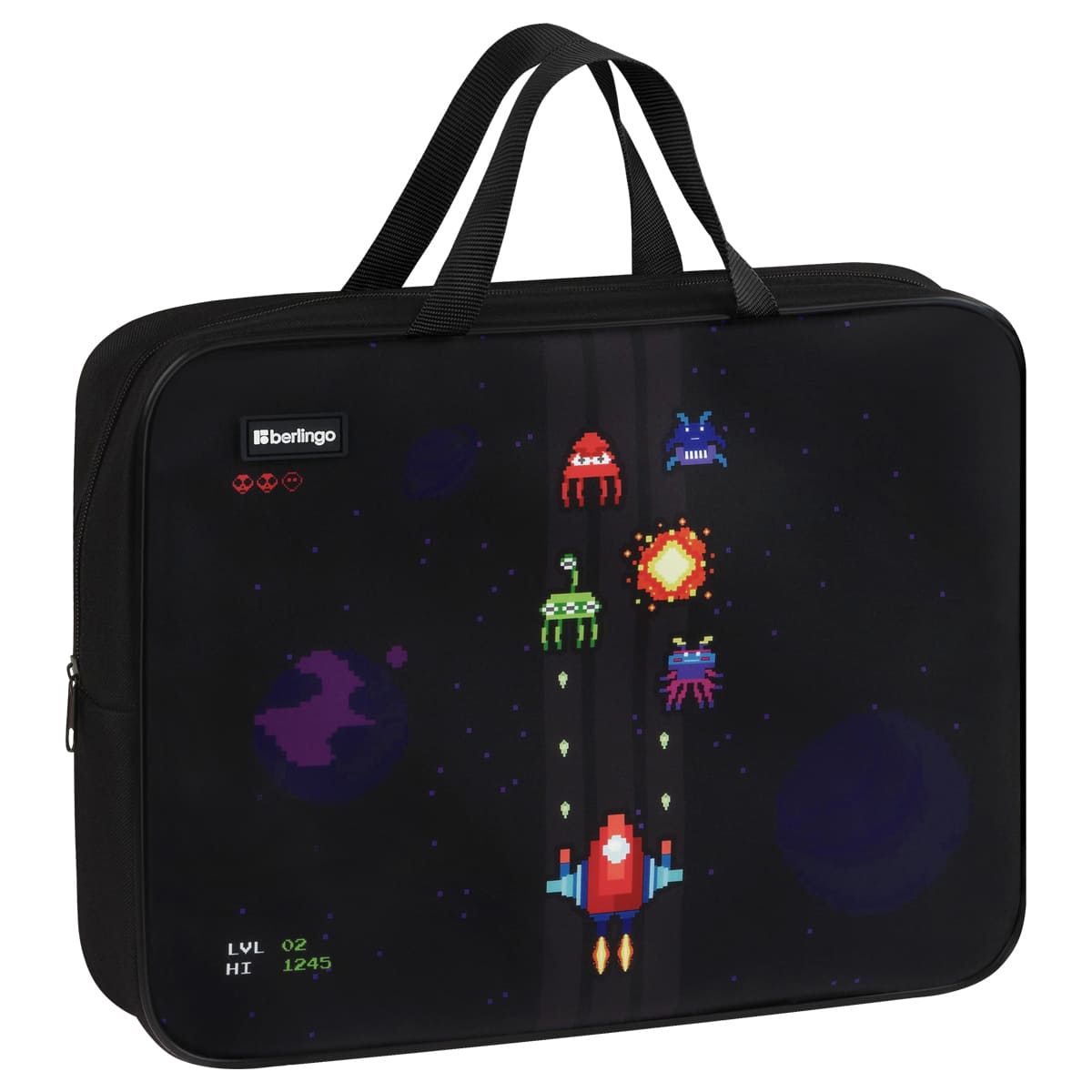 Папка текстильная с ручками 1 отделение, А4 Berlingo "Space Battle", 350*265*80мм, текстиль, на молнии