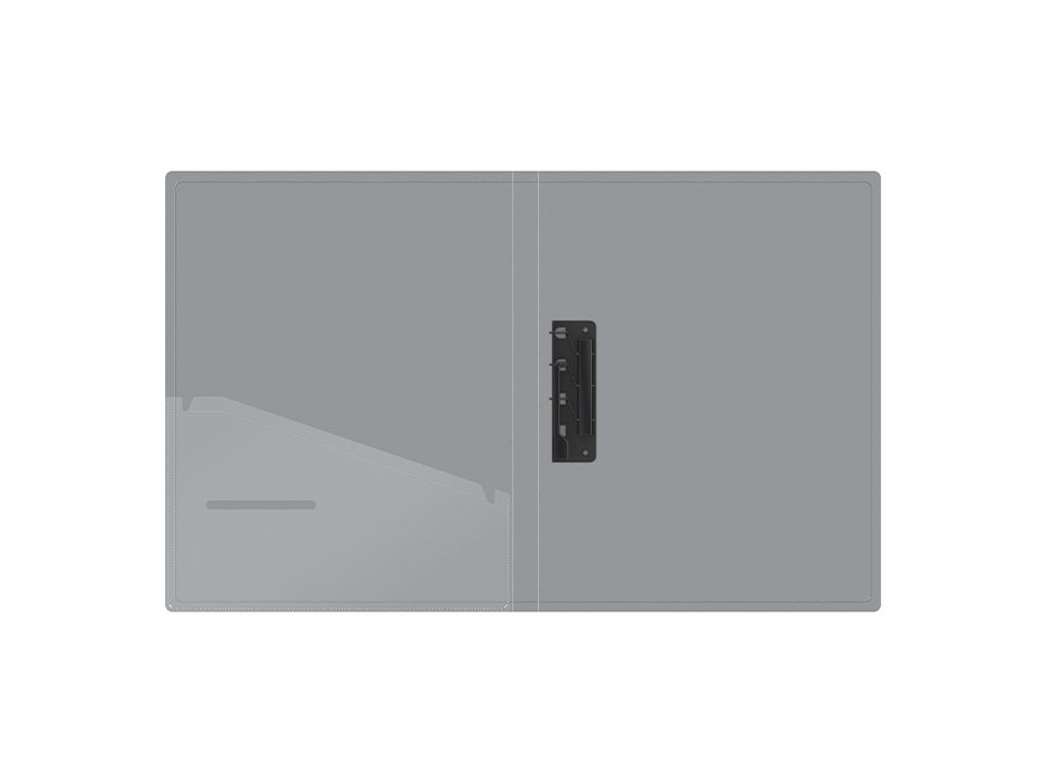 Папка c зажимом Berlingo "Metallic", 17мм, 1000мкм, серебряный металлик, D-кольца, с внутр. карманом