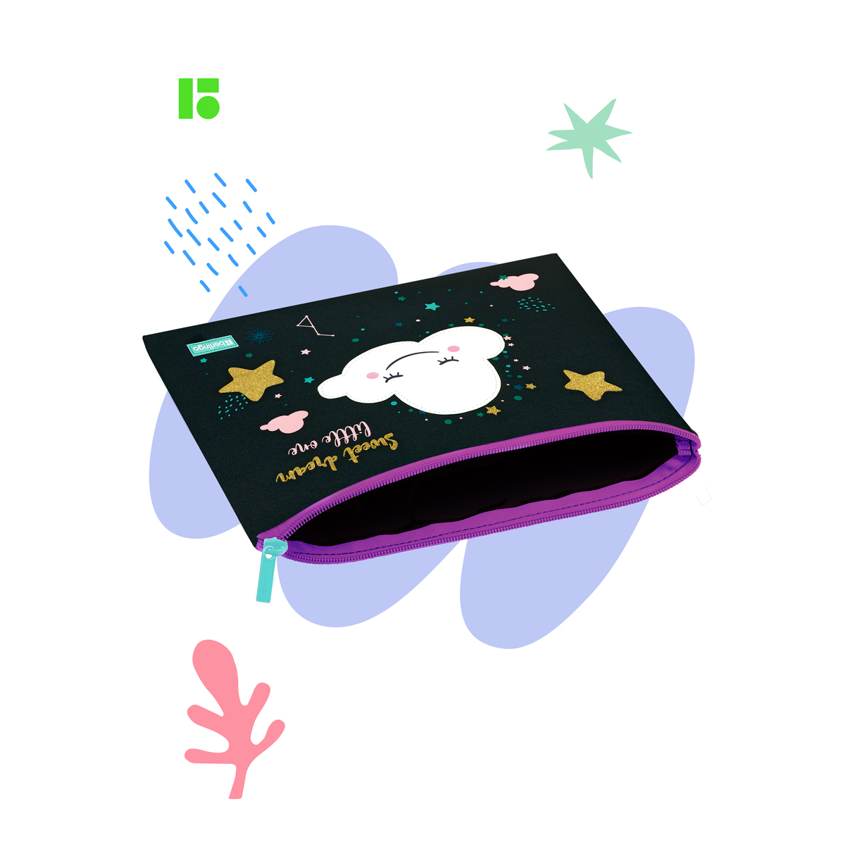 Папка 1 отделение, А4 Berlingo "Little cloud", 340*245мм, полиуретан, на молнии