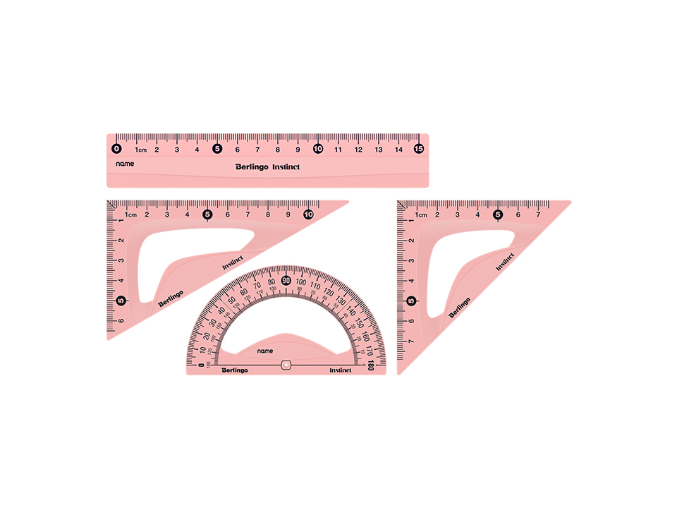 Набор чертежный малый Berlingo "Instinct" (треуг. 2шт., линейка 15см, транспортир), ассорти