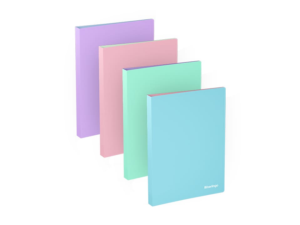 Папка на 4 кольцах Berlingo "Haze" А4, 24мм, 600мкм, D-кольца, с внутр. карманом, софт-тач, ассорти