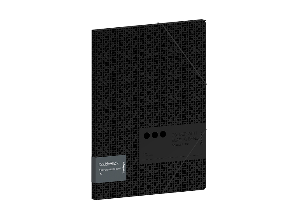 Папка на резинке Berlingo "DoubleBlack" А4, 600мкм, черная, с рисунком