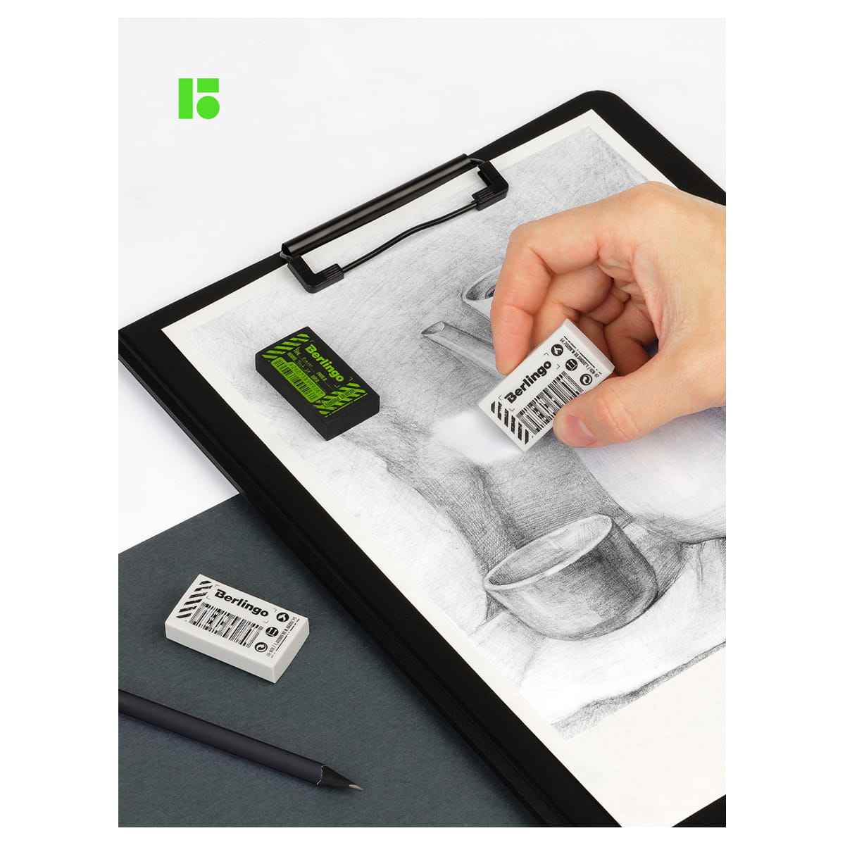 Ластик Berlingo "Tech it", 8шт., прямоугольный, 45*25*10мм, PVC бокс