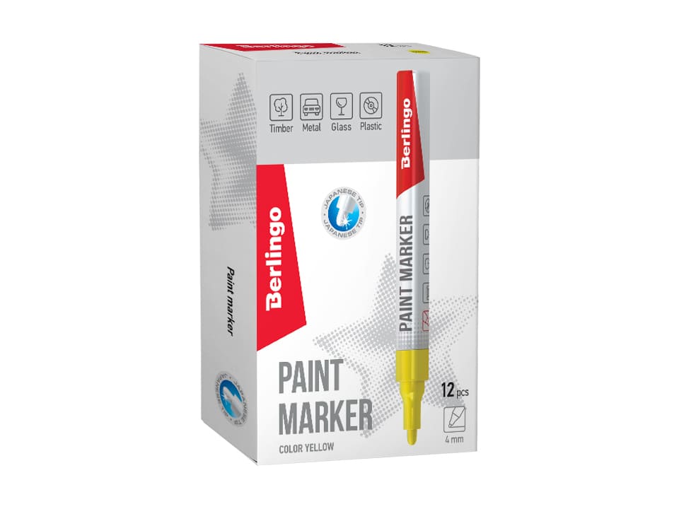 Маркер-краска Berlingo "Uniline PA400" желтая, 2-4мм, нитро-основа