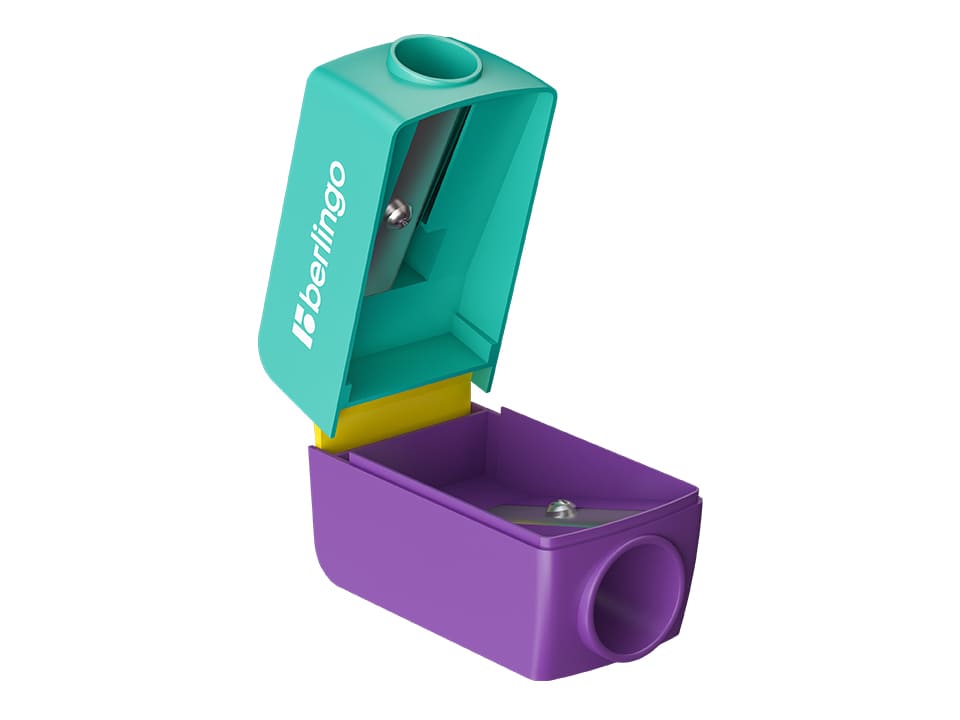 Точилка пластиковая Berlingo "ColorShift" 2 отверстия, контейнер, ассорти, туба