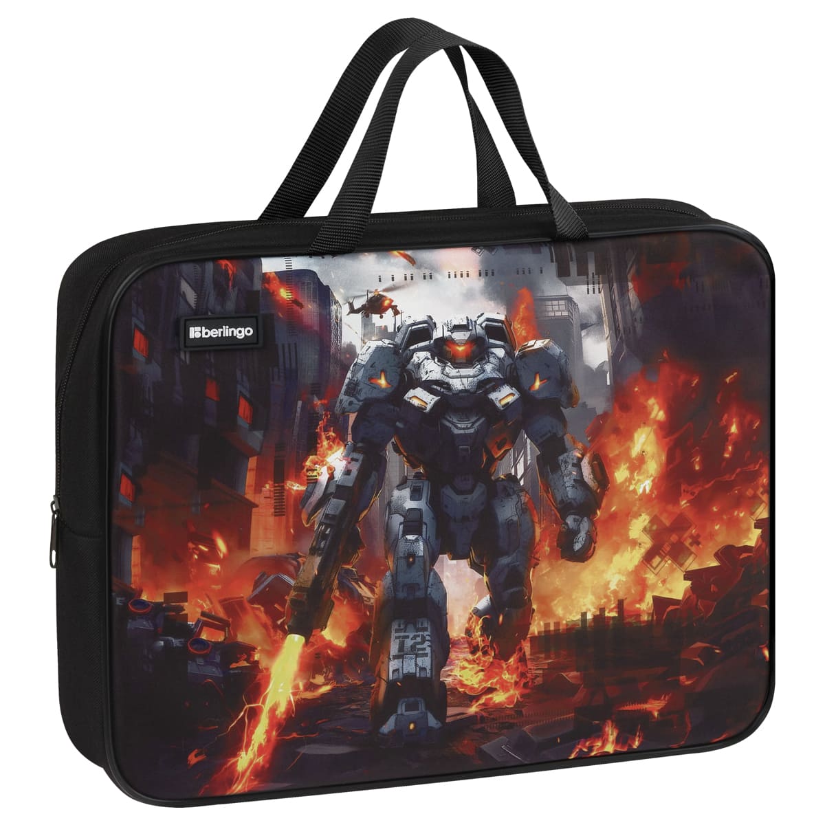 Папка текстильная с ручками 1 отделение, А4 Berlingo "Battle For The Future", 350*265*80мм, текстиль, на молнии