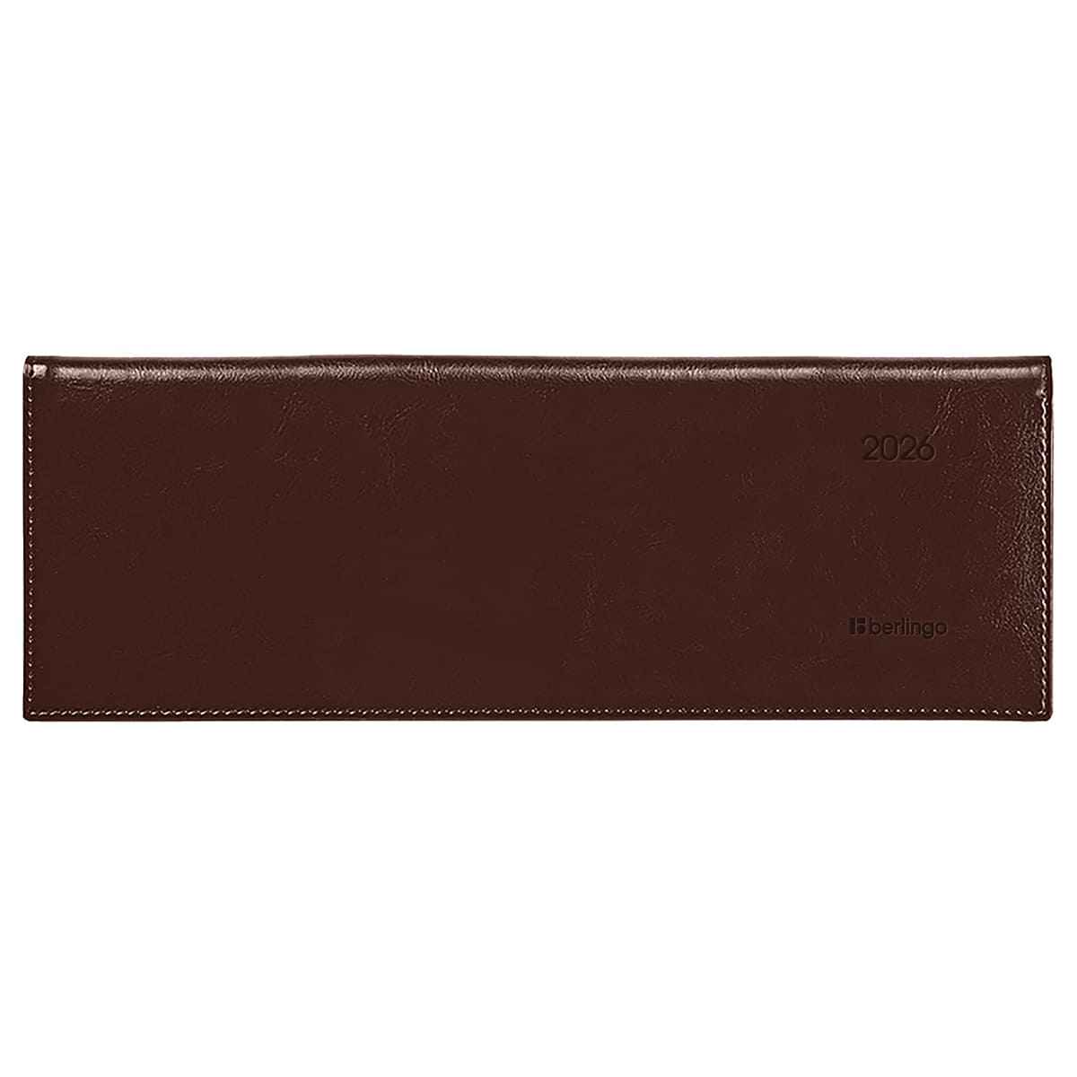 Планинг датированный 2026г., 64л., 330*140мм, кожзам, Berlingo "xGold", коричн, зол.срез