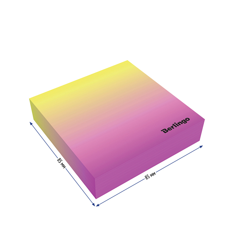 Блок для записи декоративный на склейке Berlingo "Radiance" 8,5*8,5*2см, розовый/желтый, 200л.