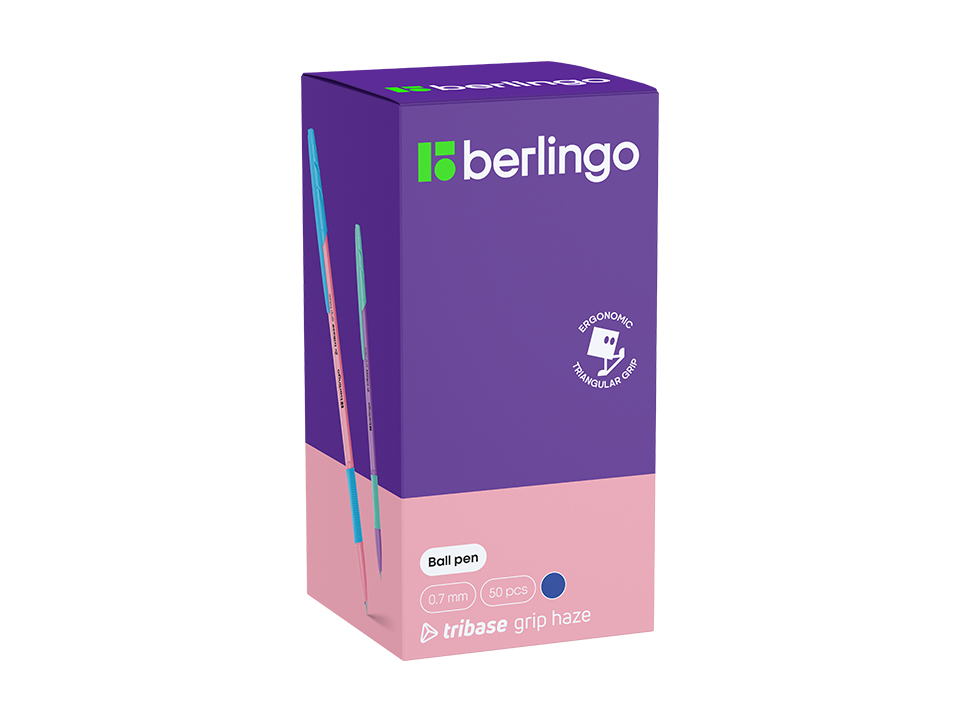 Ручка шариковая Berlingo "Tribase grip haze" синяя, 0,7мм, грип, ассорти