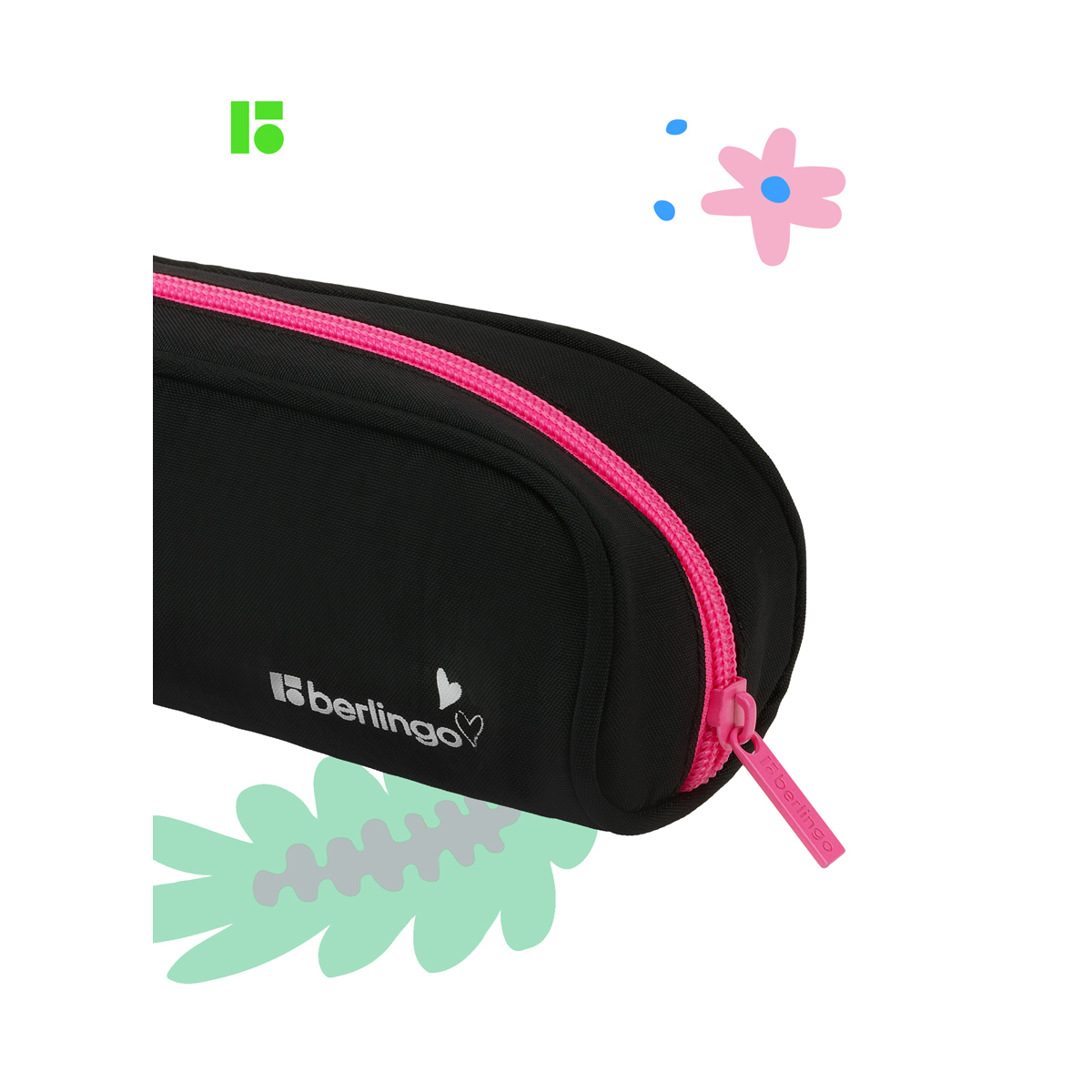 Пенал-косметичка 1 отделение, 220*75*55 Berlingo "Pink zip", полиэстер