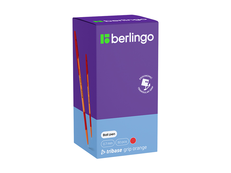 Ручка шариковая Berlingo "Tribase grip orange" красная, 0,7мм, грип