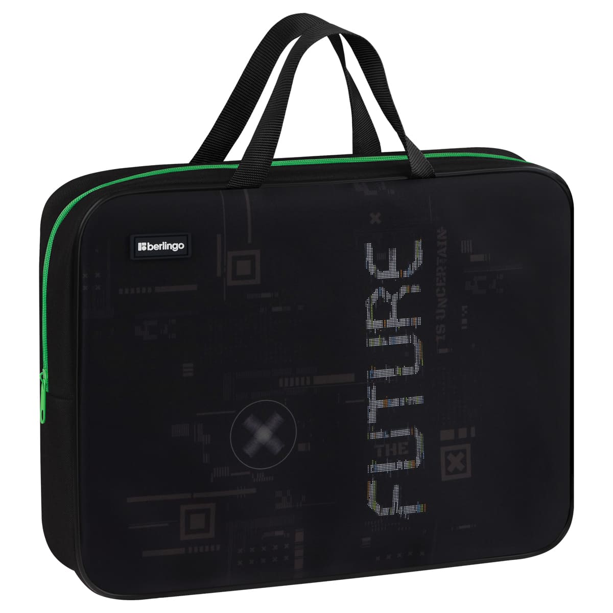 Папка текстильная с ручками 1 отделение, А4 Berlingo "FutureX", 350*265*80мм, текстиль, на молнии