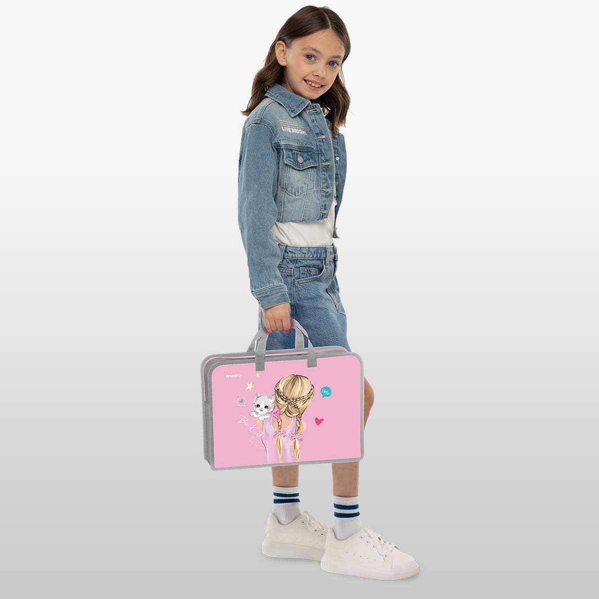 Папка с ручками 1 отделение, А4 Berlingo "Be Kind!", 340*245*75мм, пластик, на молнии