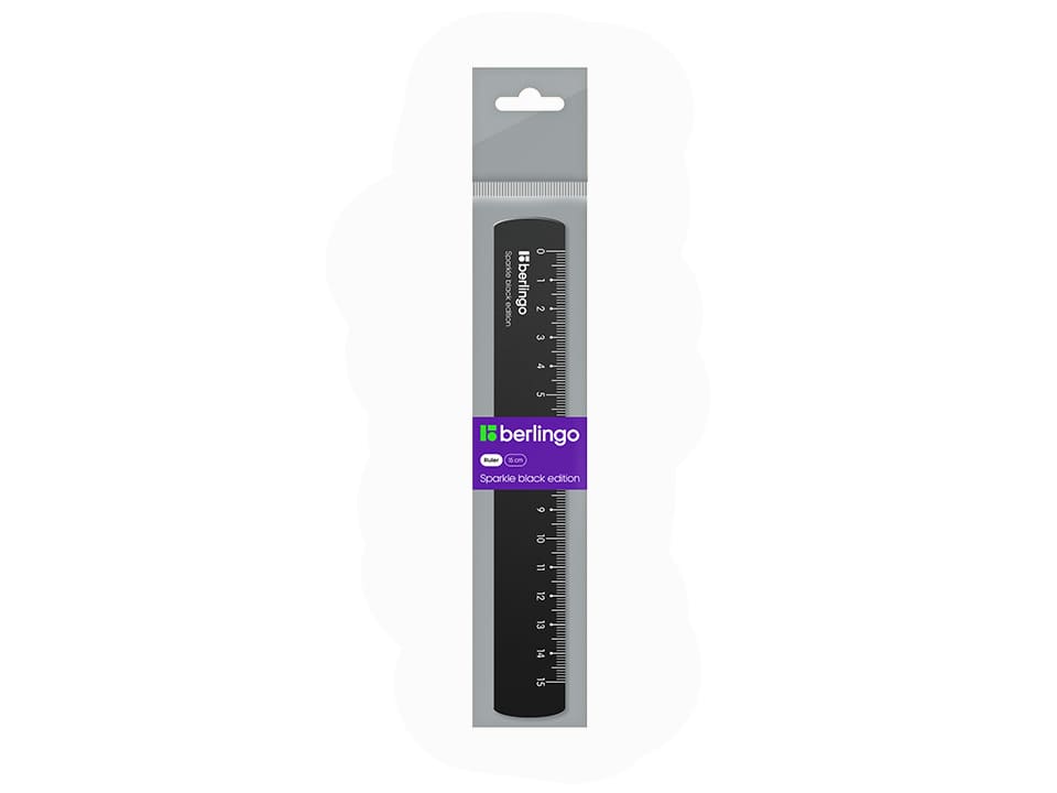Линейка 15см Berlingo "Sparkle Black", алюминиевая, европодвес