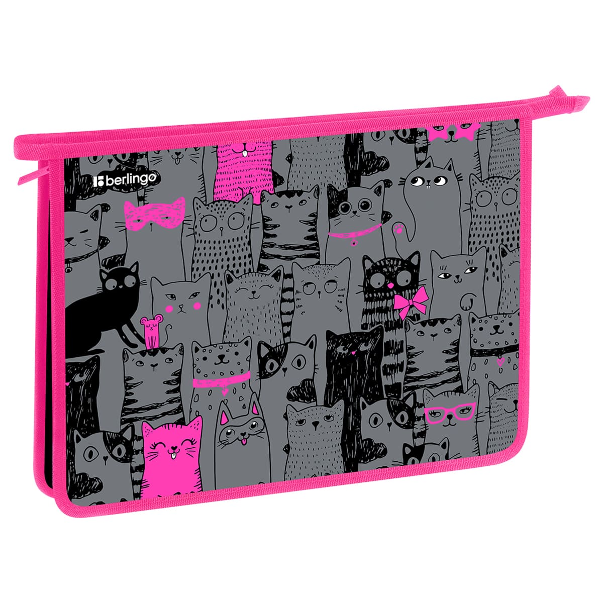 Папка для тетрадей 1 отделение, А4 Berlingo "Happy Cats", 340*245*40 мм, пластик, на молнии
