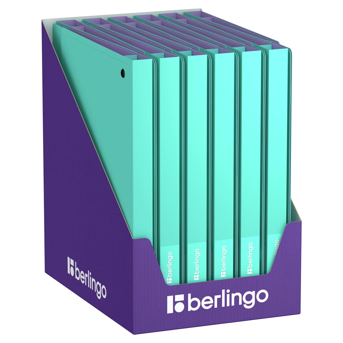 Папка на 4 кольцах Berlingo "Haze" А4, 24мм, 600мкм, D-кольца, с внутр. карманом, мятная, софт-тач