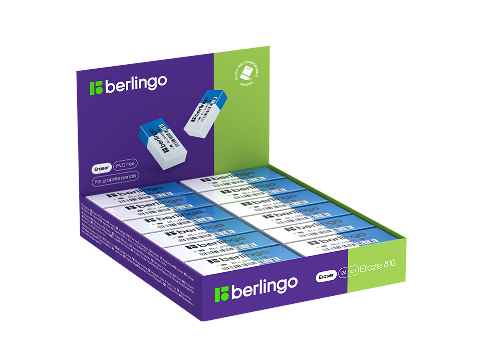 Ластик Berlingo "Eraze 810" прямоугольный, комбинированный, термопластичная резина, 60*25*11мм