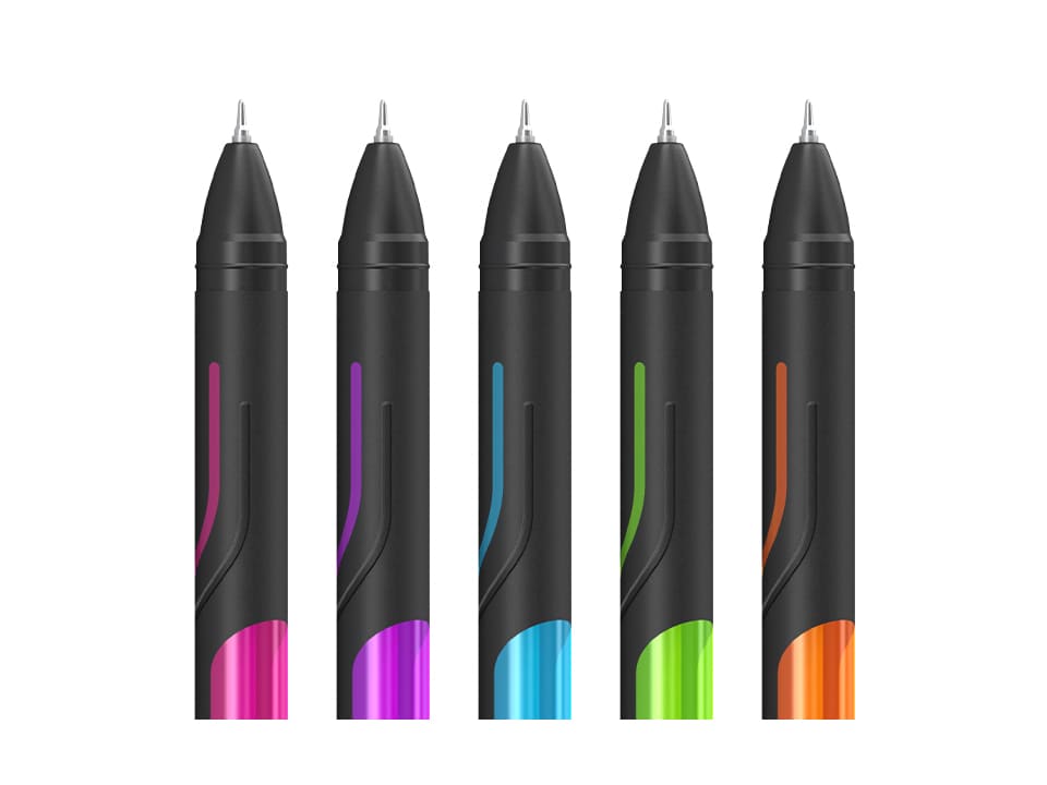 Ручка шариковая Berlingo "Color Zone stick" синяя, 0,7мм, прорезиненный корпус ассорти, 5шт., PET пенал