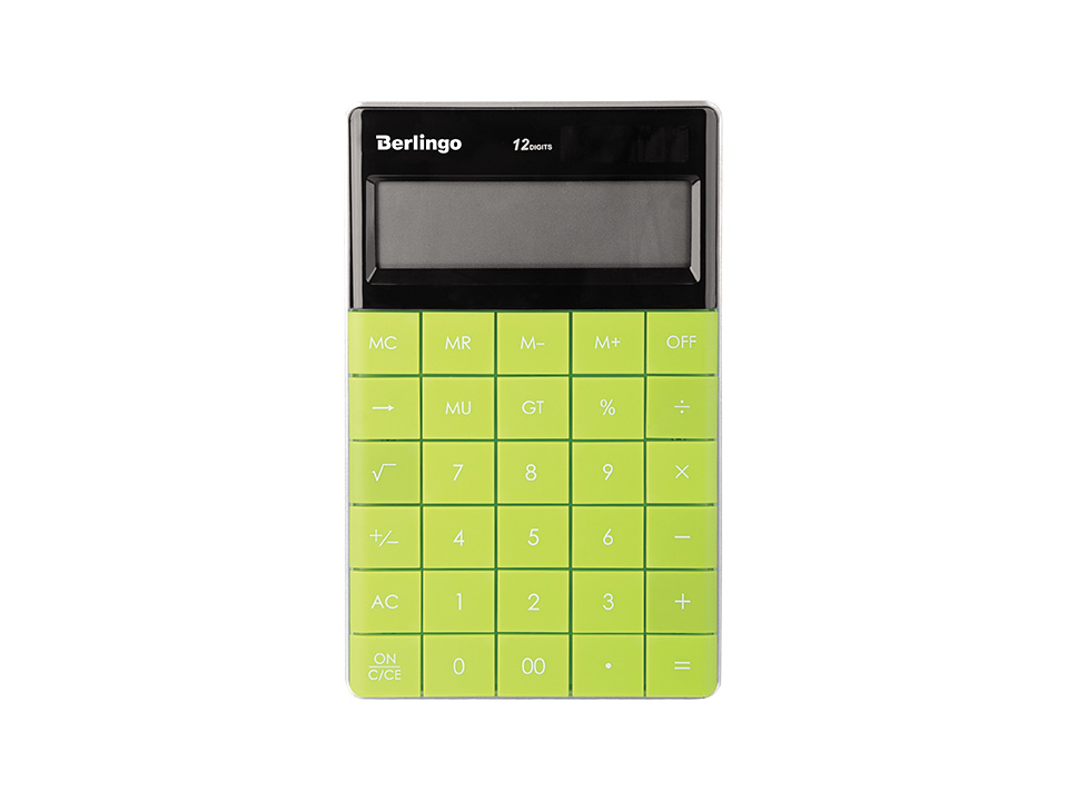 Калькулятор настольный Berlingo "Power TX", 12 разр., двойное питание, 165*105*13мм, зеленый