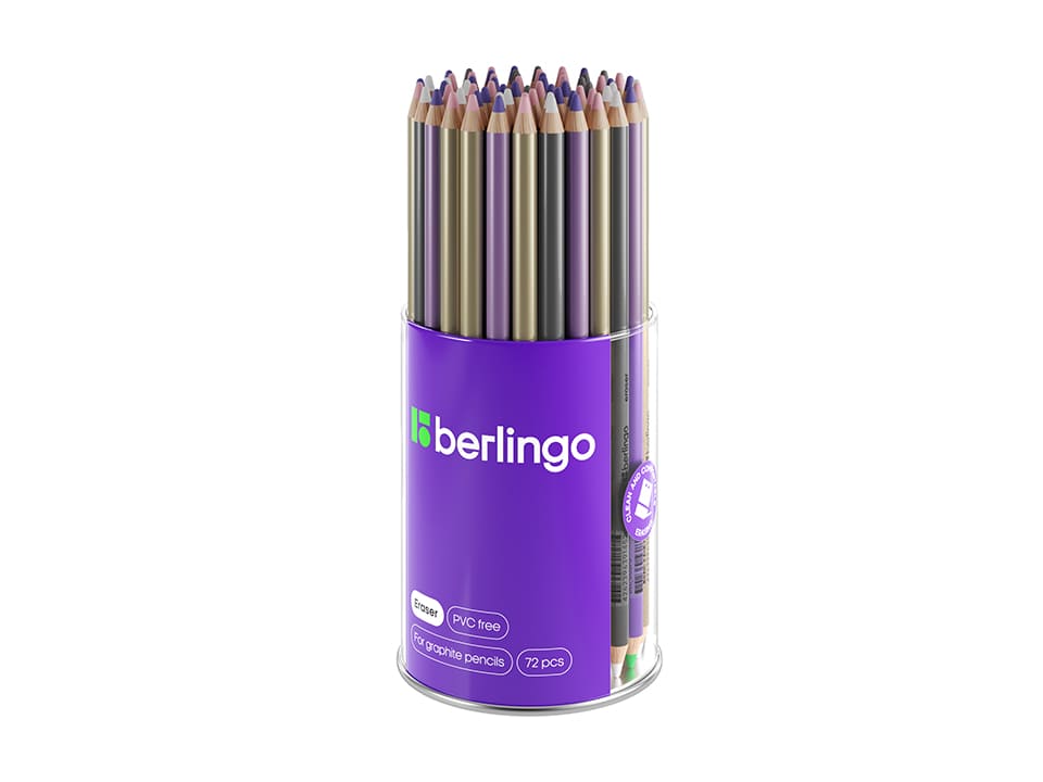 Ластик-карандаш Berlingo "Eraze 870", двухсторонний, круглый, цвета ассорти