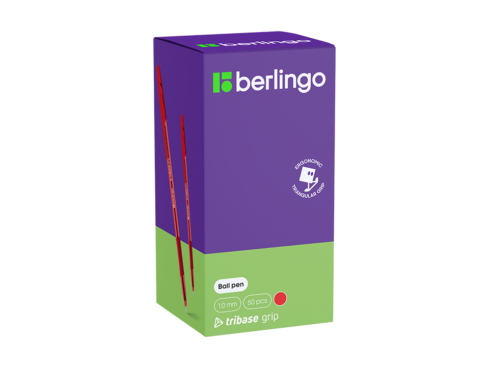 Ручка шариковая Berlingo "Tribase grip" красная, 1,0мм, грип