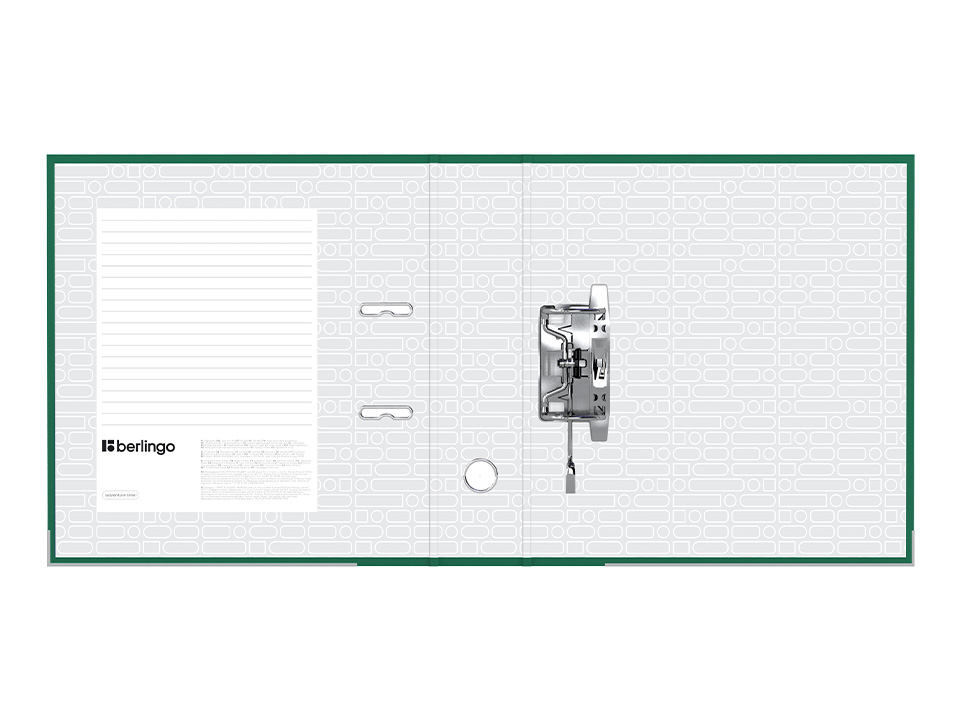 Папка-регистратор Berlingo "Hyper", 80мм, бумвинил, с карм. на корешке, нижний метал. кант, зеленая