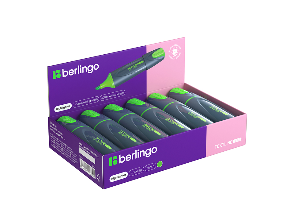 Текстовыделитель Berlingo "Textline HL300" зеленый, 1-5мм